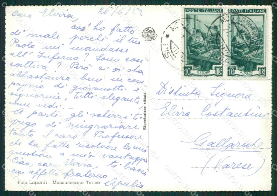 Pistoia Monsummano Terme Foto FG cartolina KV7921 – retro