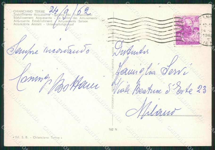 Siena Chianciano Terme FG cartolina KV7934 – retro