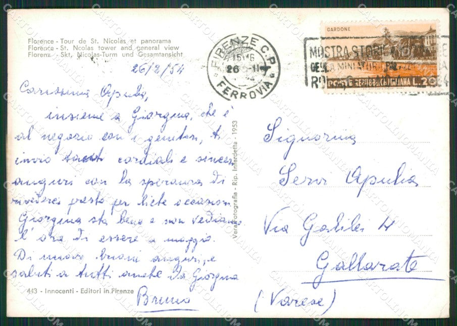 Firenze Città PIEGHE Foto FG cartolina KV7945 – retro
