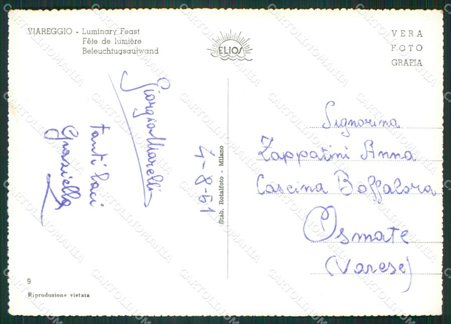 Lucca Viareggio Foto FG cartolina KV7947 – retro