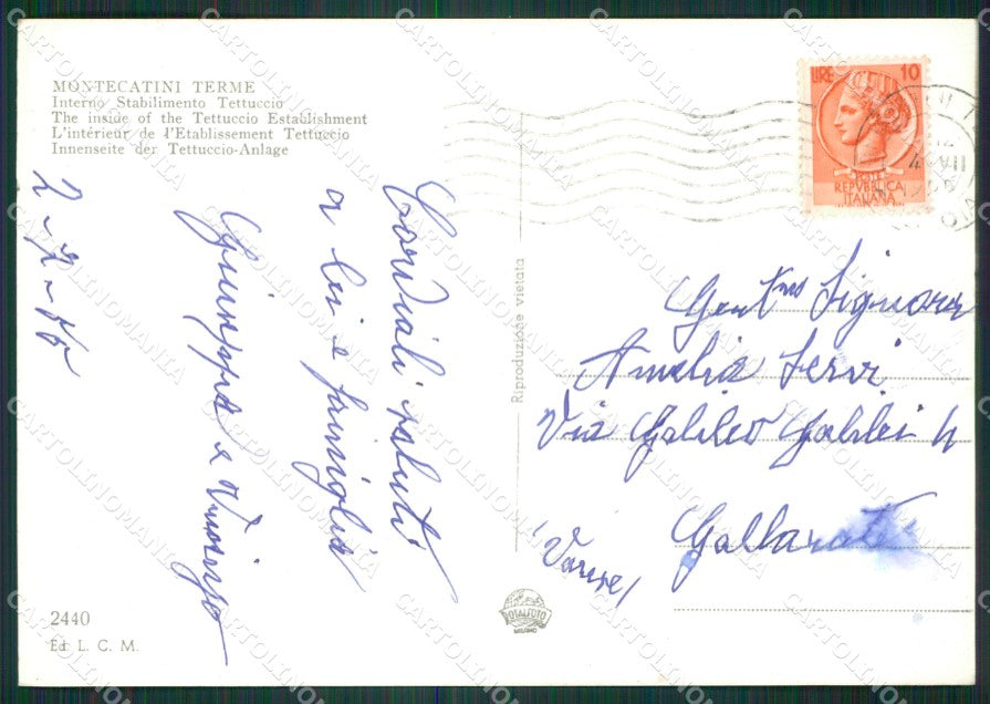 Pistoia Montecatini Terme Stabilimento Tettuccio Foto FG cartolina KV7973 – retro