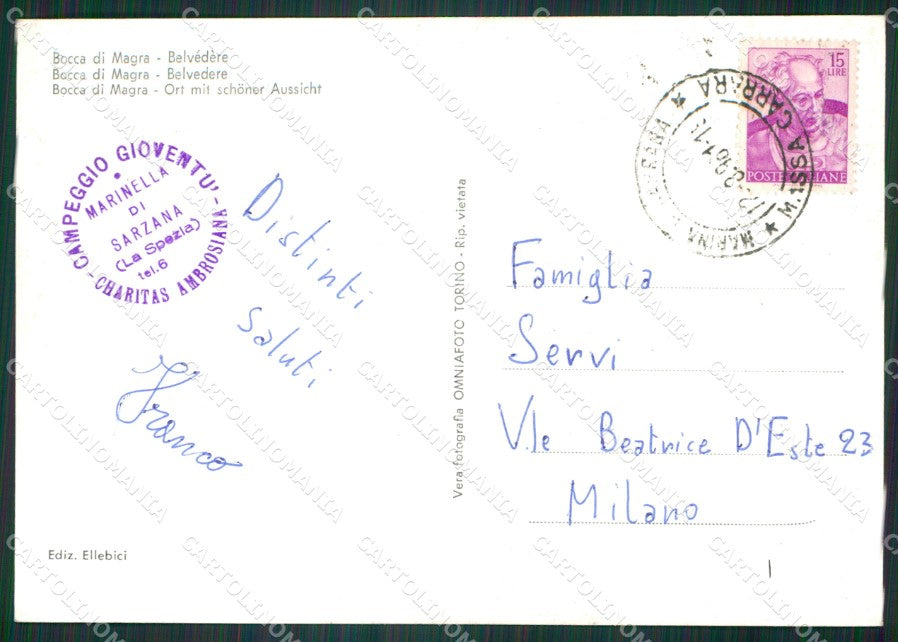 La Spezia Ameglia Bocca di Magra PIEGHINE Foto FG cartolina KV7993 – retro
