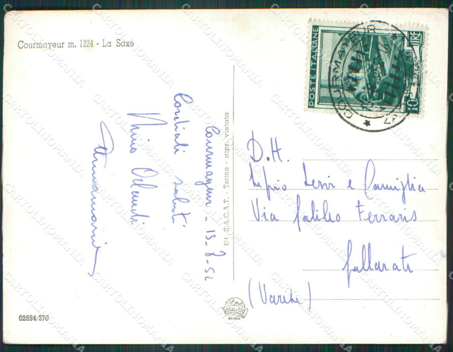 Aosta Courmayeur Saxe STRAPPINO Foto FG cartolina KV8047 – retro