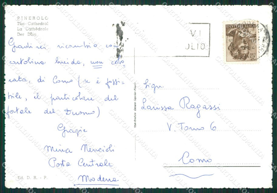Torino Pinerolo Foto FG cartolina KV8070 – retro