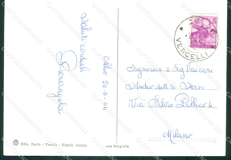Vercelli Cellio Valsesia Foto FG cartolina KV8091 – retro