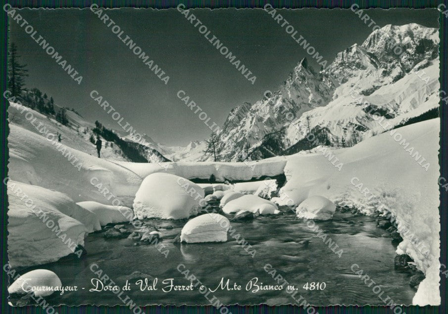 Aosta Courmayeur Dora Val Ferret Monte Bianco Nevicata Foto FG cartolina KV8093 – fronte