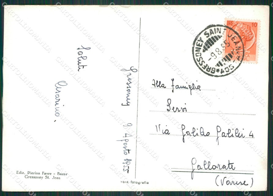 Aosta Gressoney Saint Jean Parletoa Mucche Foto FG cartolina KV8095 – retro