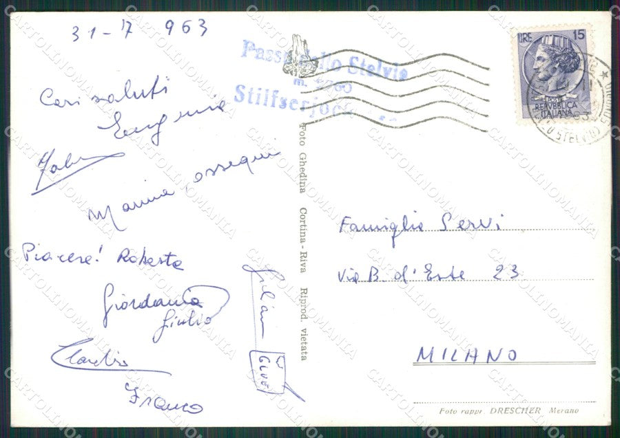 Sondrio Passo dello Stelvio Strada Carrozzabile Foto FG cartolina KV8102 – retro