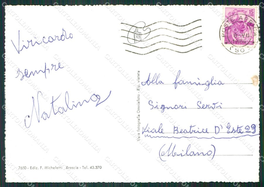 Sondrio Passo dell'Aprica Adamello Foto FG cartolina KV8115 – retro