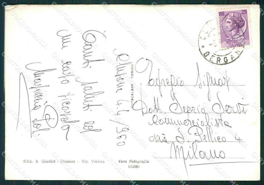 Bergamo Clusone Valseriana Antonio Alci ANGOLO SCOLLATO Foto FG cartolina KV8131 – retro