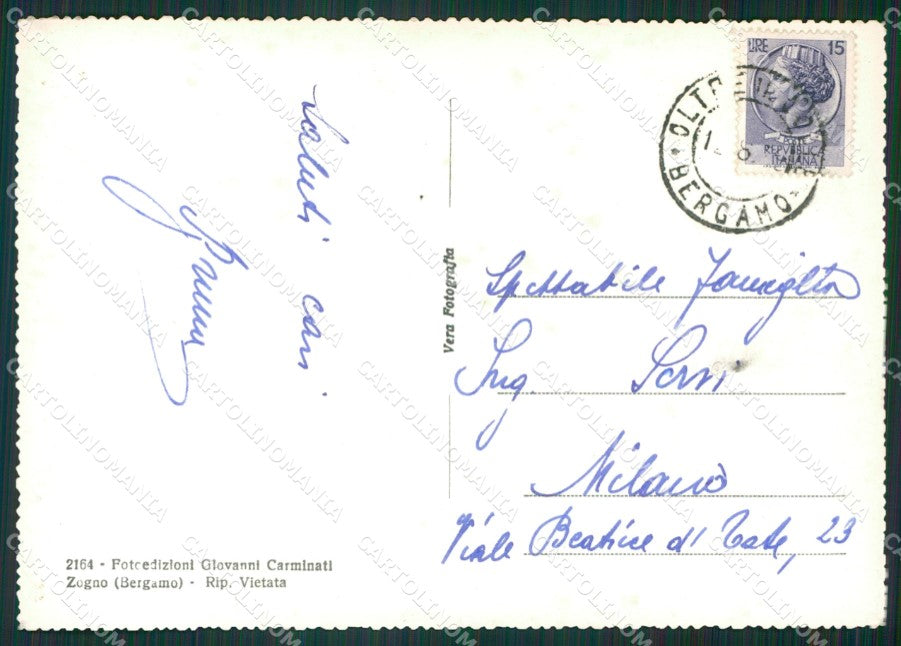 Bergamo Oltre il Colle Foto FG cartolina KV8144 – retro
