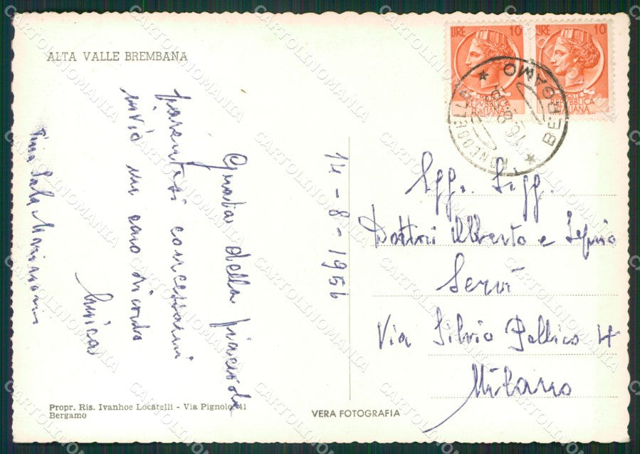 Bergamo Roncobello Foto FG cartolina KV8149 – retro