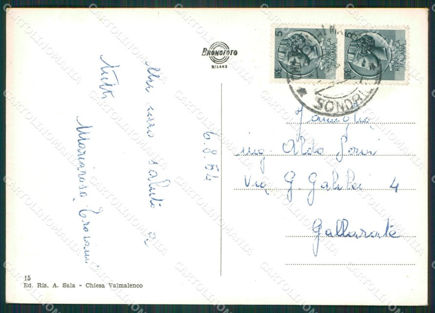 Sondrio Chiesa Valmalenco Foto FG cartolina KV8154 – retro