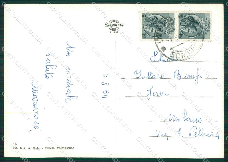 Sondrio Chiesa Valmalenco Foto FG cartolina KV8172 – retro
