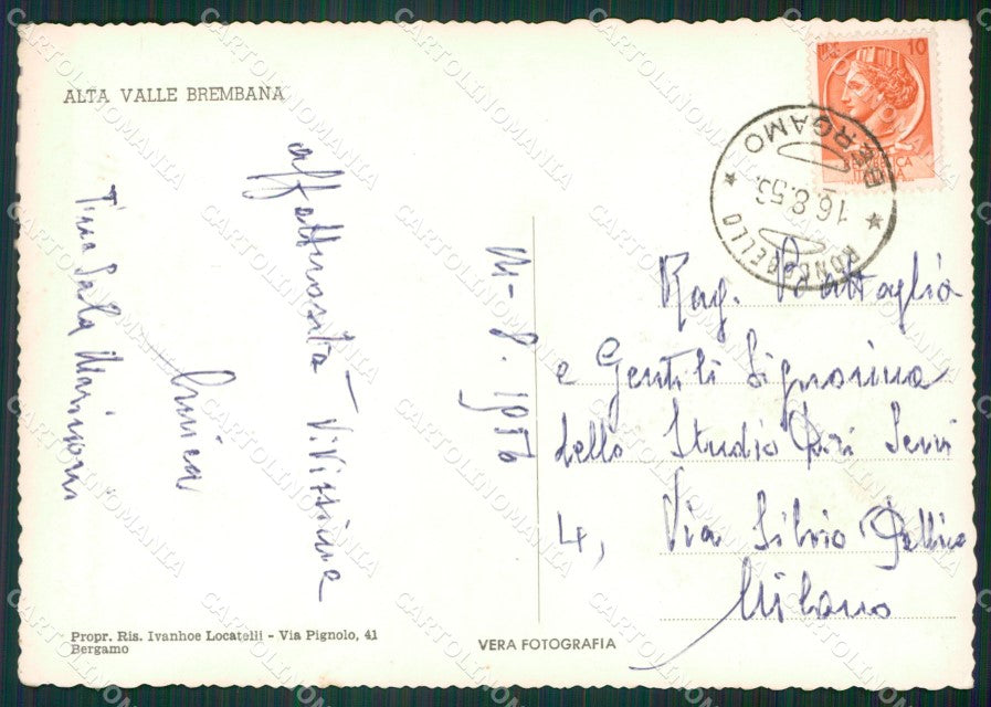Bergamo Roncobello Foto FG cartolina KV8179 – retro