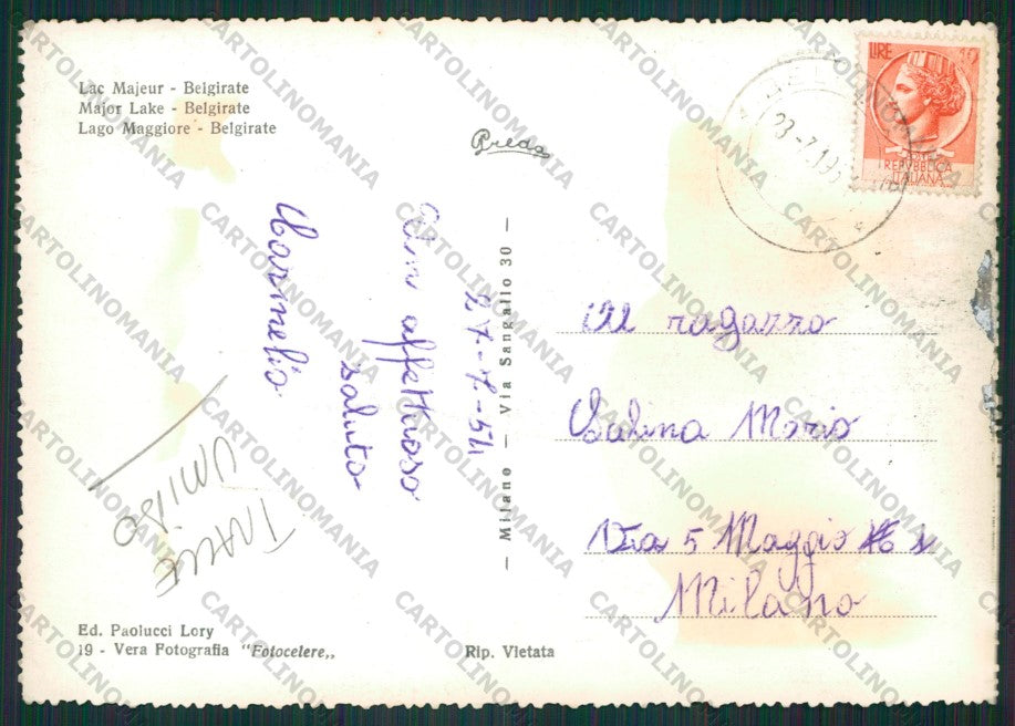 Verbania Belgirate Lago Maggiore TRACCE UMIDO Foto FG cartolina KV8202 – retro