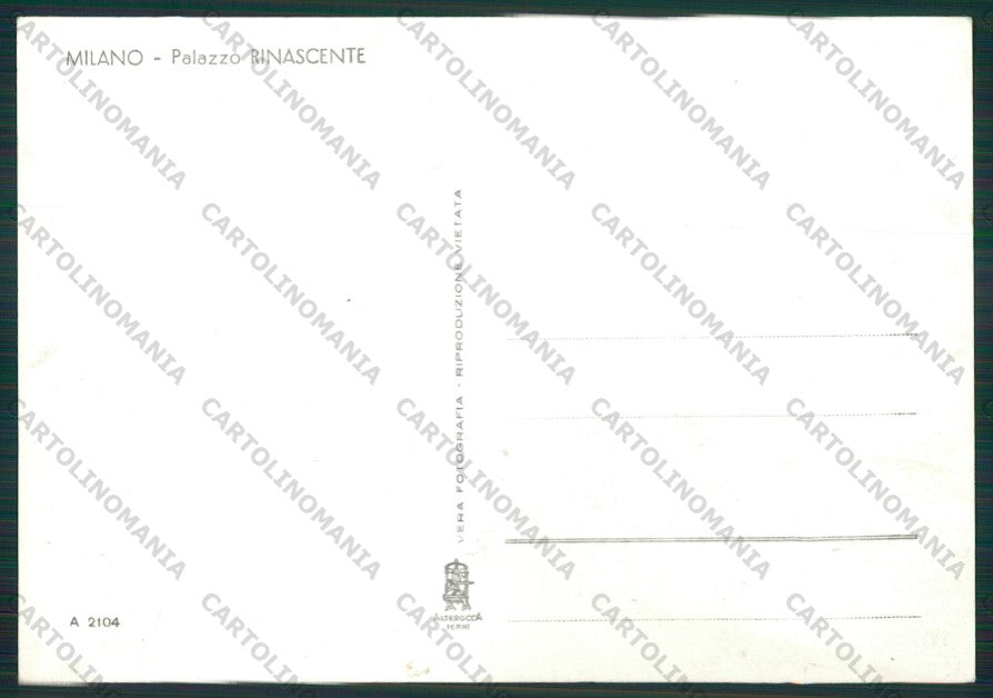 Milano Città Rinascente Auto Foto FG cartolina KV8228 – retro