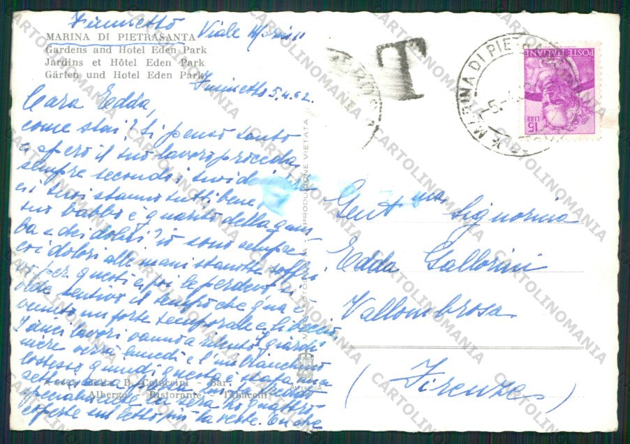 Lucca Pietrasanta Marina di Foto FG cartolina KV8231 – retro