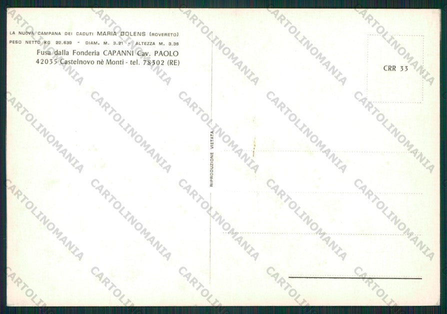 Reggio Emilia Castelnovo né Monti Campana Rovereto PIEGATA FG cartolina KV8235 – retro
