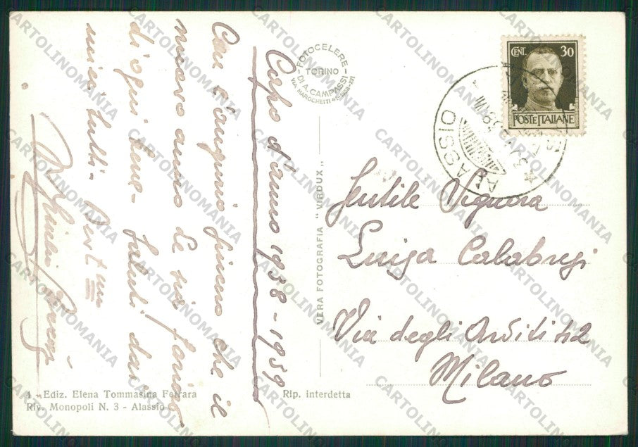 Savona Alassio Foto FG cartolina KV8271 – retro
