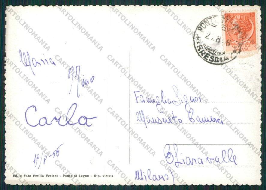Brescia Ponte di Legno Foto FG cartolina KV8293 – retro