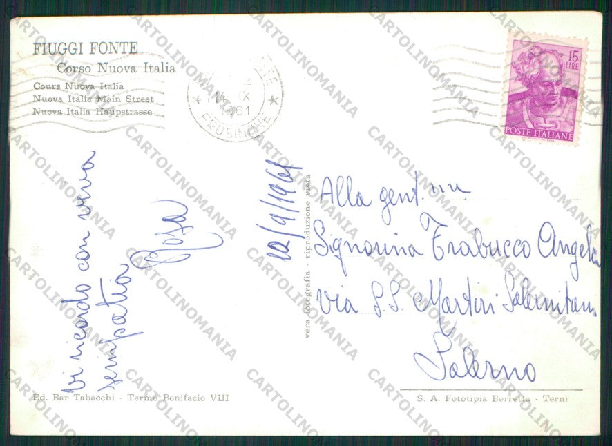 Frosinone Fiuggi ABRASA Foto FG cartolina KV8295 – retro