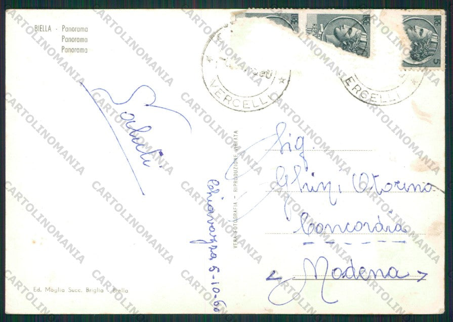 Biella Città PIEGHINE ABRASA Foto FG cartolina KV8301 – retro