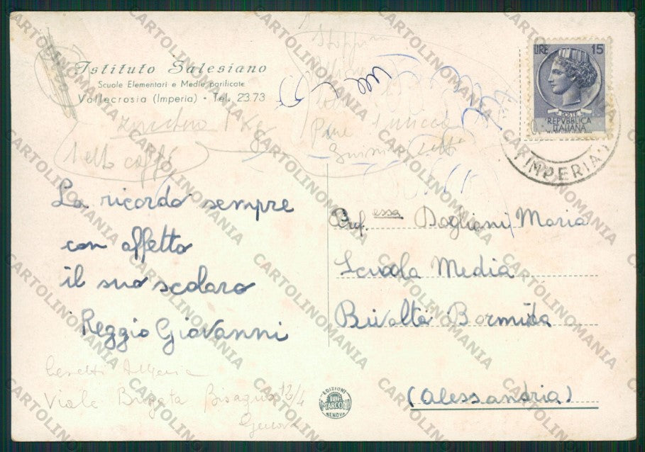 Imperia Vallecrosia Istituto Salesiano PIEGHINE Foto FG cartolina KV8309 – retro