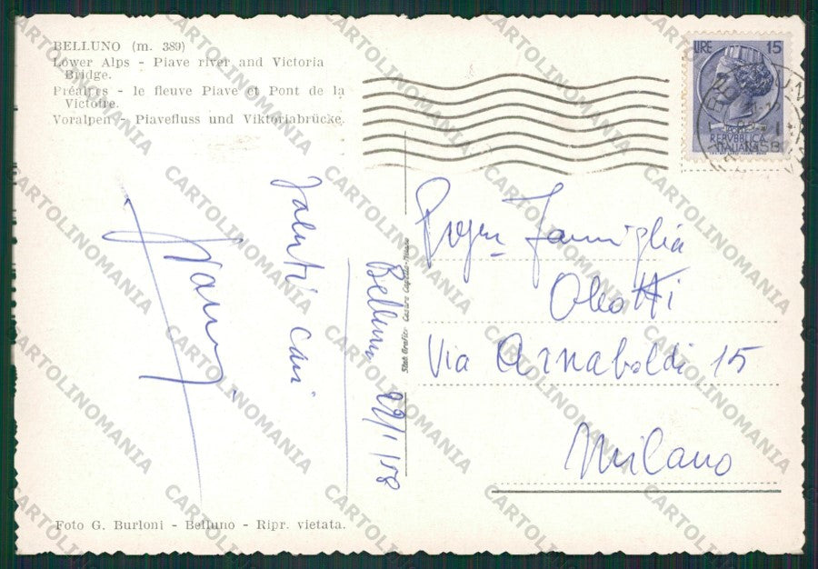 Belluno Città FG cartolina KV8343 – retro