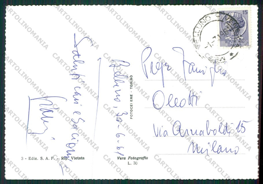 Belluno Città Foto FG cartolina KV8344 – retro