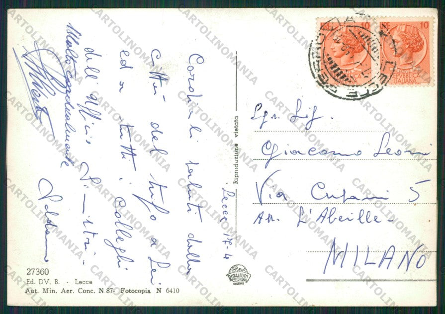 Lecce Città Anfiteatro Foto FG cartolina KV8353 – retro
