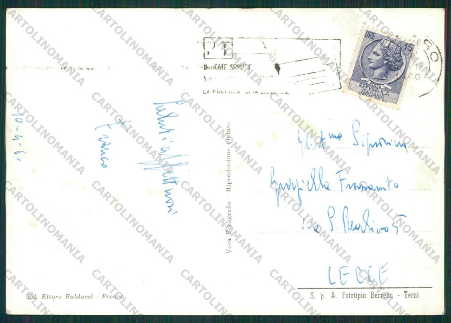 Pesaro Città Palazzzo Governo Auto Foto FG cartolina KV8366 – retro
