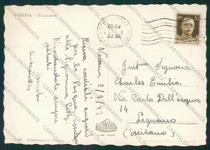 Verona Città Foto FG cartolina KV8394 – retro