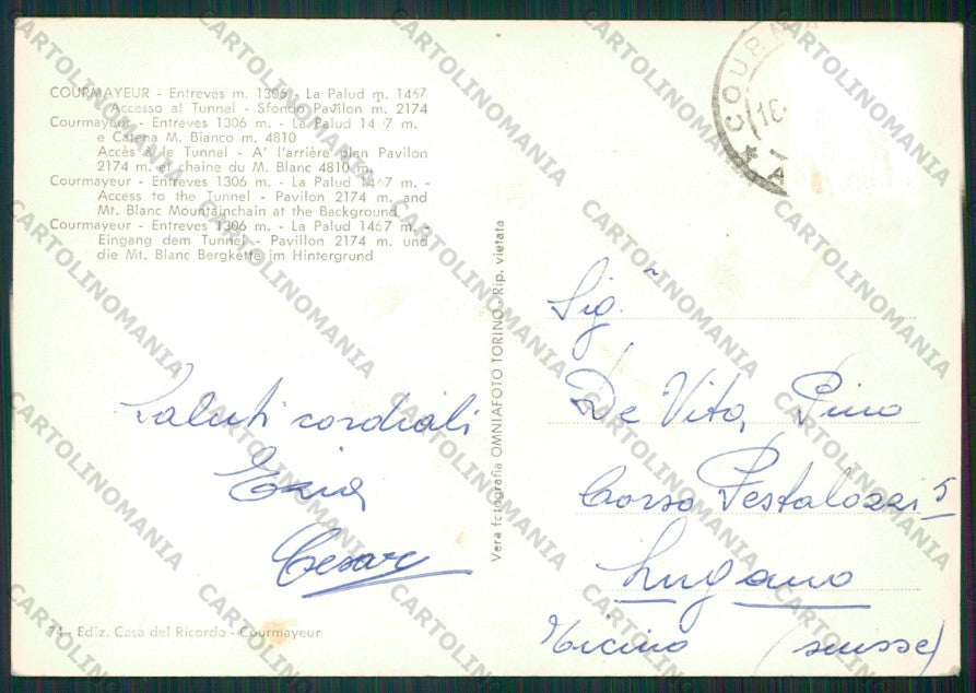 Aosta Courmayeur PIEGHINA Foto FG cartolina KV8415 – retro