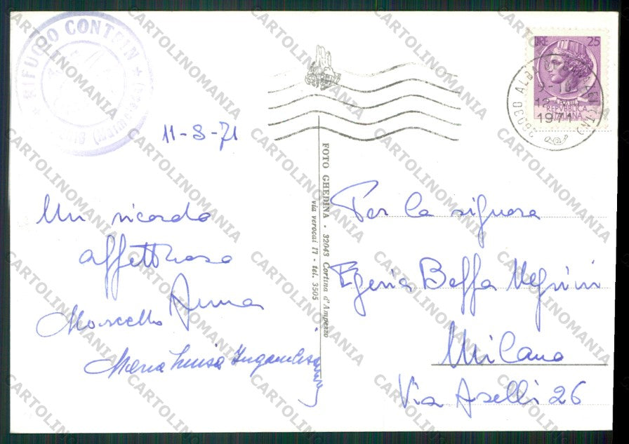 Trento Pozza di Fassa Rifugio Contrin Marmolada Foto FG cartolina KV8421 – retro