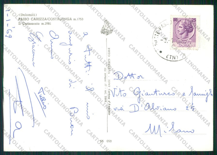 Bolzano Passo Carezza Catinaccio Nevicata Foto FG cartolina KV8423 – retro