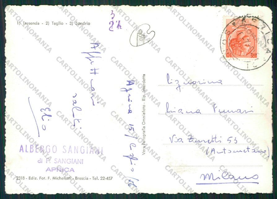 Sondrio Teglio Tresenda Foto FG cartolina KV8429 – retro