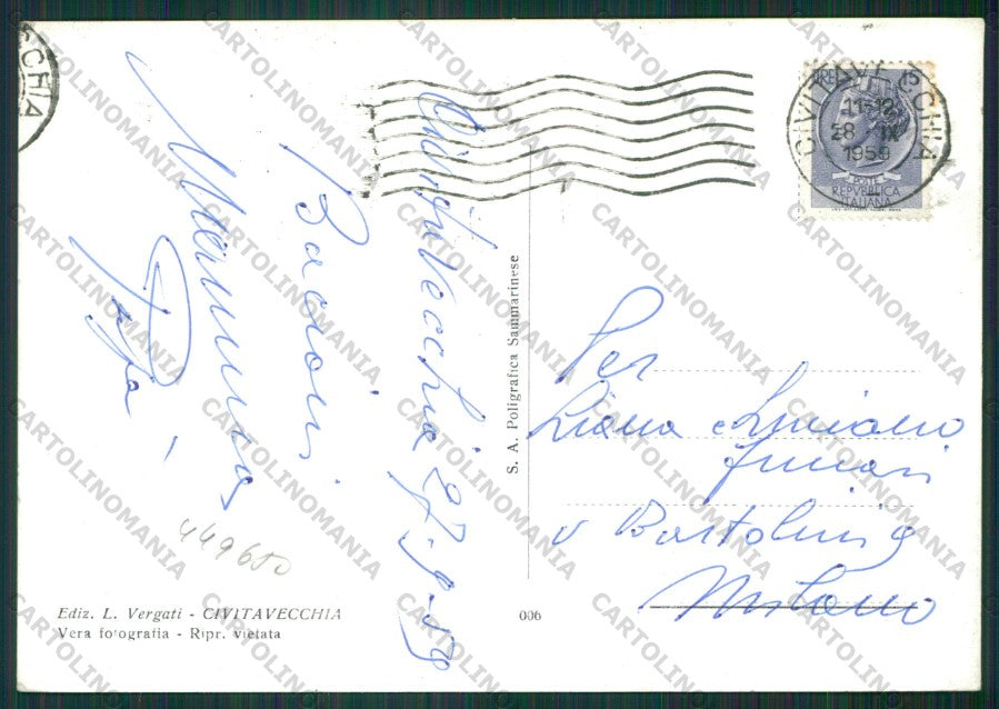 Roma Civitavecchia Foto FG cartolina KV8433 – retro