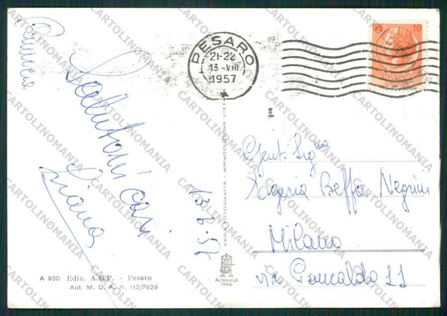 Pesaro Città Foto FG cartolina KV8443 – retro