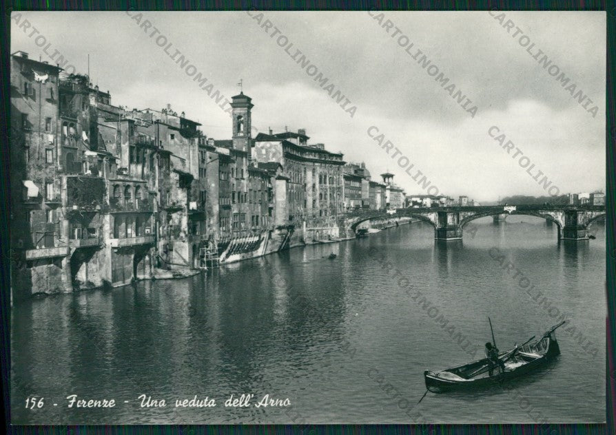 Firenze Città Arno Barca Foto FG cartolina KV8446 – fronte