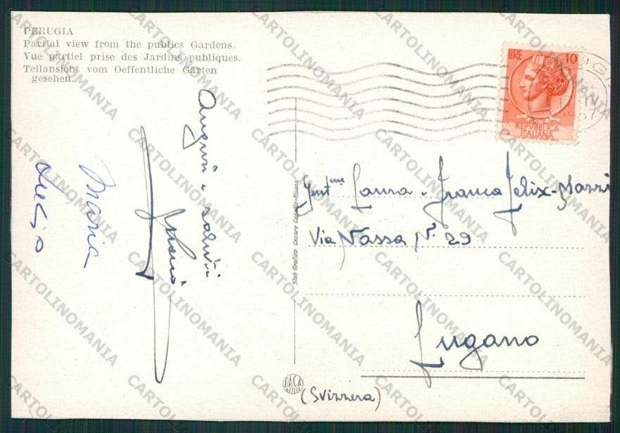 Perugia Città Auto PIEGHINA FG cartolina KV8447 – retro