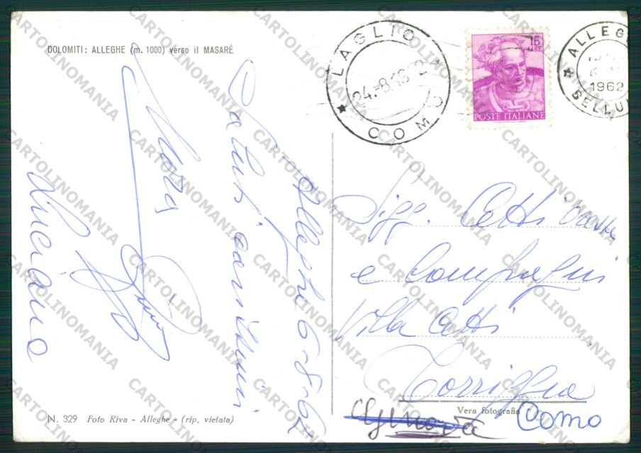 Belluno Alleghe Lago di Foto FG cartolina KV8471 – retro