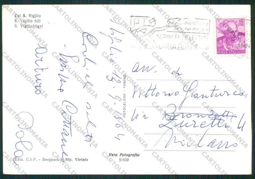 Bergamo Colle San Vigilio PIEGHINA Foto FG cartolina KV8483 – retro