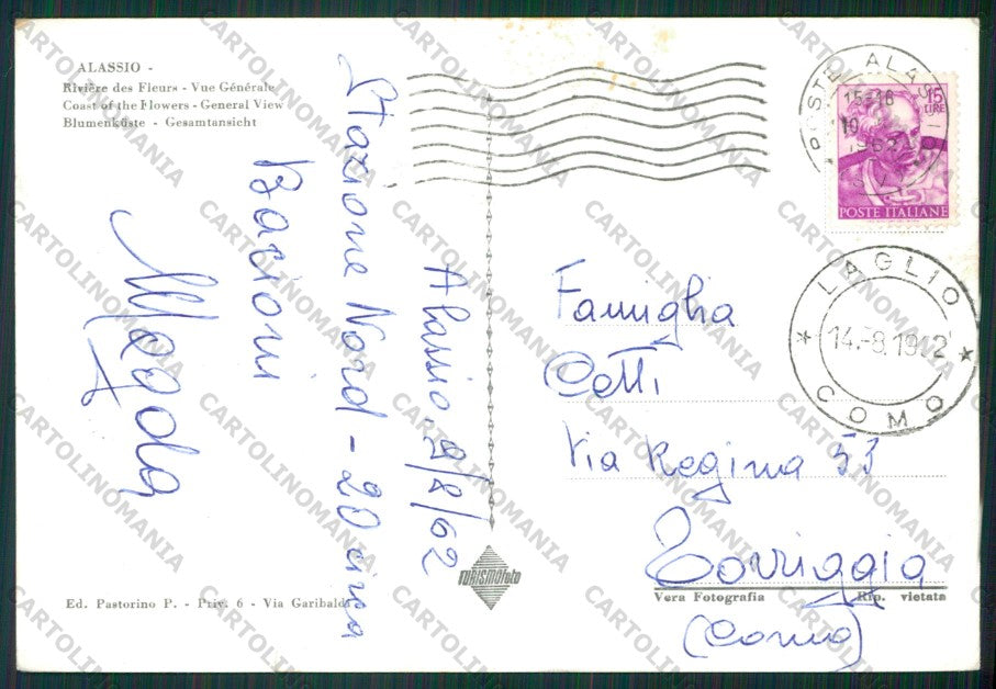 Savona Alassio Foto FG cartolina KV8486 – retro
