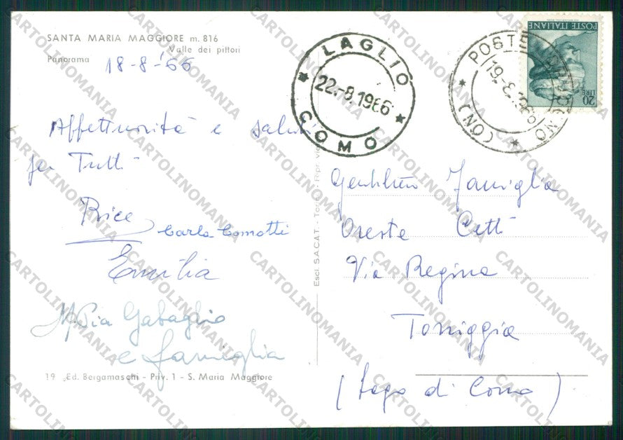 Verbania Santa Maria Maggiore Foto FG cartolina KV8488 – retro