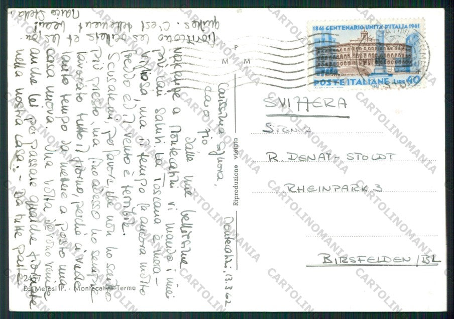 Pistoia Montecatini Terme Stabilimento Tettuccio Foto FG cartolina KV8498 – retro