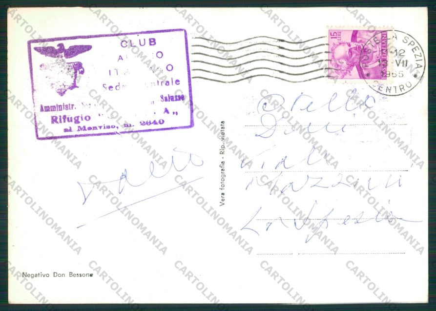 Cuneo Crissolo Rifugio Quintino Sella Monviso Cai Foto FG cartolina KV8519 – retro