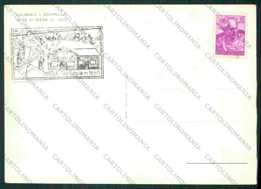 Vercelli Scopello Alpe di Mera Nevicata Sci Foto FG cartolina KV8558 – retro