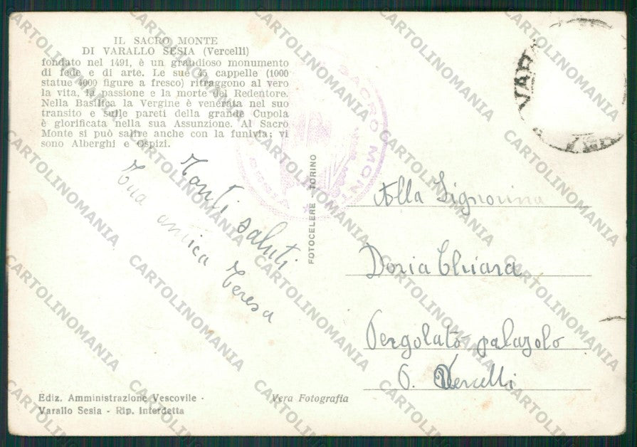 Vercelli Varallo Sesia Santo Monte PIEGHINE Foto FG cartolina KV8560 – retro