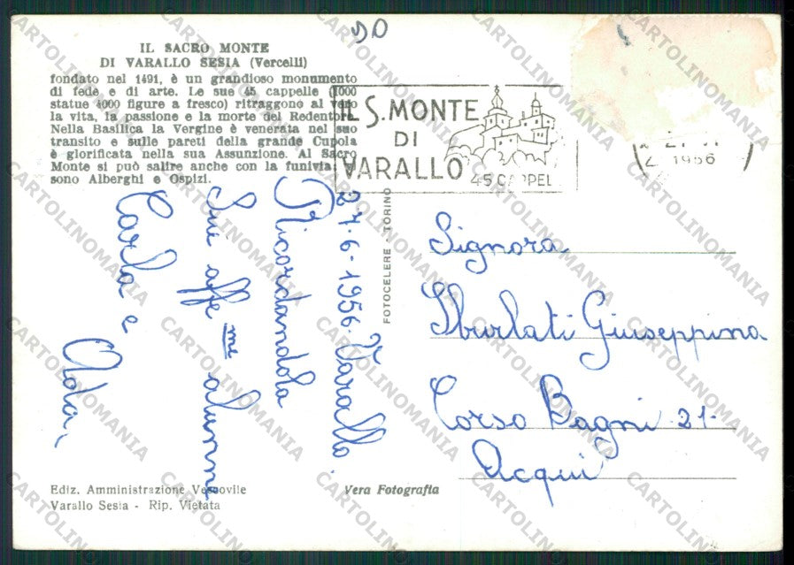 Vercelli Varallo Sesia PIEGHE Foto FG cartolina KV8561 – retro